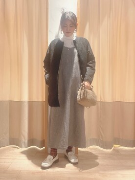 「Samansa Mos2 blue」｜「アイテム（その他アウター）」を使った、ameさん（レディース・160cm）の冬コーディネート