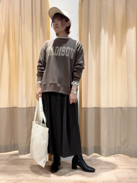 「Samansa Mos2 blue（サマンサモスモスブルー）のアイテム（キャップ）」を使った、ameさん（レディース・160cm）の秋コーディネート