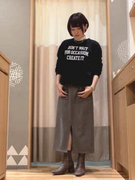 「Samansa Mos2 blue（サマンサモスモスブルー）のアイテム（スウェット）」を使った、ameさん（レディース・160cm）の秋コーディネート