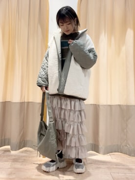「ehka sopo（エヘカソポ）のアイテム（ブルゾン）」を使った、ameさん（レディース・160cm）の秋コーディネート