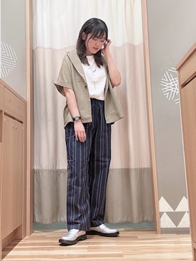 「アイテム（ドレスシューズ、シルバー系）」を使った、ameさん（レディース・160cm）の夏コーディネート