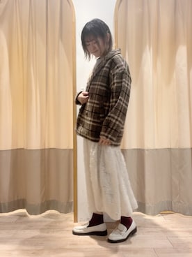 「Samansa Mos2 blue」｜「アイテム（その他アウター）」を使った、ameさん（レディース・160cm）の冬コーディネート
