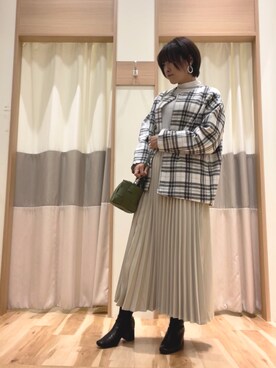「Samansa Mos2 blue（サマンサモスモスブルー）のアイテム（ノーカラーコート）」を使った、ameさん（レディース・160cm）の秋コーディネート