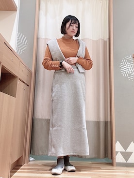 「Samansa Mos2 blue（サマンサモスモスブルー）のアイテム（トップス、オレンジ系）」を使った、ameさん（レディース・160cm）の冬コーディネート