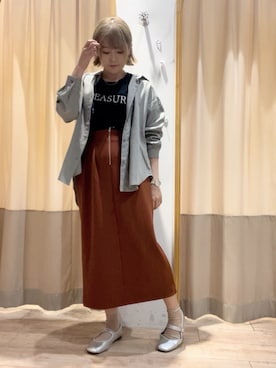 「Samansa Mos2 blue（サマンサモスモスブルー）のアイテム（スカート、オレンジ系）」を使った、ameさん（レディース・160cm）の夏コーディネート