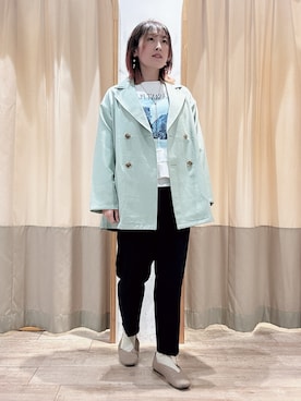 「オンオフ兼用」｜「アイテム（ノーカラージャケット）」を使った、ameさん（レディース・160cm）の冬コーディネート