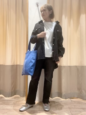 「Samansa Mos2 blue（サマンサモスモスブルー）のアイテム（ノーカラージャケット）」を使った、ameさん（レディース・160cm）の夏コーディネート