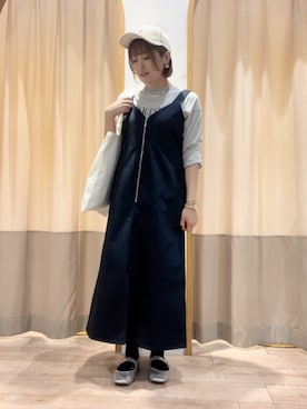 「Samansa Mos2 blue（サマンサモスモスブルー）のアイテム（キャップ）」を使った、ameさん（レディース・160cm）の秋コーディネート
