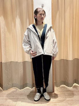 「Vネック」｜「アイテム（ブルゾン）」を使った、ameさん（レディース・160cm）の冬コーディネート
