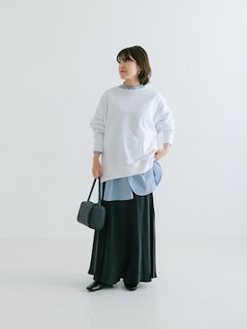 「URBAN RESEARCH（アーバンリサーチ）のバンドカラーコットンストライプシャツ（Tシャツ/カットソー）」を使った、MINAさん（レディース・154cm）の秋コーディネート