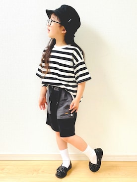 「CAMP7（キャンプセブン）のアイテム（帽子）」を使った、RUCAさん（キッズ・110cm）の夏コーディネート