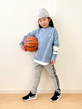 「KANGOL（カンゴール）のアイテム」を使った、RUCAさん（キッズ・124cm）の冬コーディネート