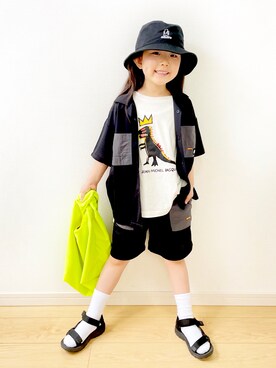「CAMP7（キャンプセブン）のアイテム（帽子）」を使った、RUCAさん（キッズ・110cm）の夏コーディネート