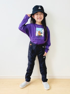 「CAMP7（キャンプセブン）のアイテム（帽子）」を使った、RUCAさん（キッズ・110cm）の夏コーディネート