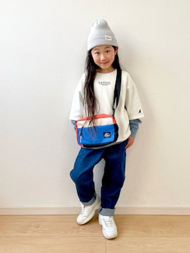 「KANGOL（カンゴール）のアイテム」を使った、RUCAさん（キッズ・122cm）の冬コーディネート