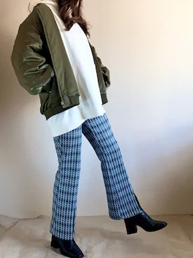 「HARE（ハレ）のアイテム（MA-1）」を使った、のぎさん（レディース・162cm）の冬コーディネート