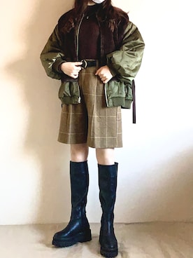 「HARE（ハレ）のアイテム（MA-1）」を使った、のぎさん（レディース・162cm）の冬コーディネート