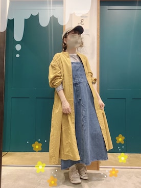 「マスタード」｜「アイテム（ジャンパースカート）」を使った、ま　え　のさん（レディース・158cm）の夏コーディネート