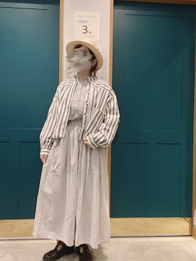 「カンカン帽」｜「アイテム（ブルゾン）」を使った、ま　え　のさん（レディース・158cm）の春コーディネート