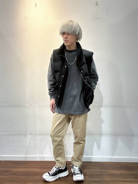 「アイテム（ダウンベスト）」を使った、ゆうやさん（メンズ・171cm）の秋コーディネート