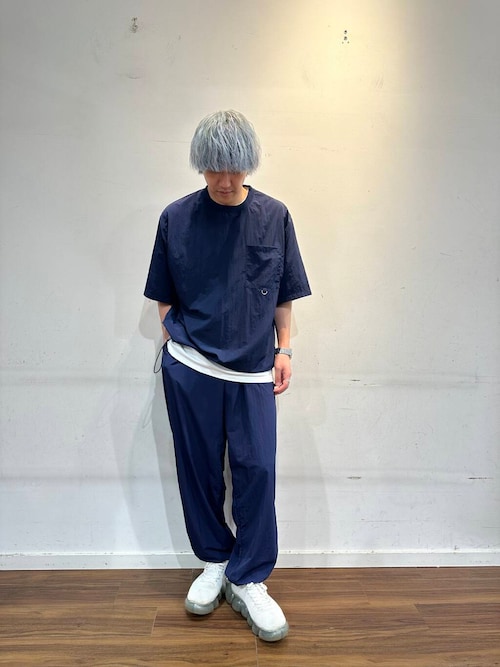 『撥水/イージーケア/接触冷感/UVカット』タスランナイロンクルーネックドロストTシャツ