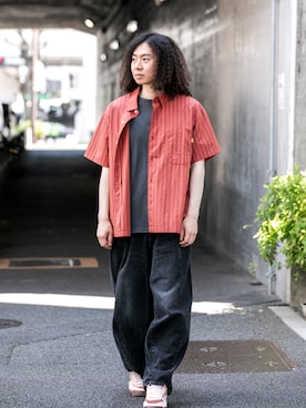 「UNION（UNION TOKYO）（ユニオン）のUNION TOKYO GRAMERCY SS SHIRT ユニオントーキョー ショートスリーブシャツ（シャツ/ブラウス、ブラウン系）」を使った、 UNION TOKYO さん（メンズ・175cm）の春コーディネート