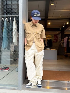 「UNION（UNION TOKYO）（ユニオン）のUNION TOKYO SUNSET SHIRT ユニオントーキョー シャツ（シャツ/ブラウス、グリーン系）」を使った、 UNION TOKYO さん（メンズ・183cm）の夏コーディネート