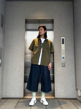 「UNION（UNION TOKYO）（ユニオン）のUNION TOKYO SUNSET SHIRT ユニオントーキョー シャツ（シャツ/ブラウス、グリーン系）」を使った、 UNION TOKYO さん（メンズ・183cm）の夏コーディネート