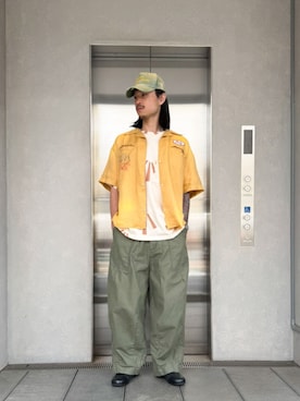「UNION（UNION TOKYO）（ユニオン）のUNION TOKYO DALY SS TEE ユニオントーキョー Tシャツ（Tシャツ/カットソー、ベージュ系）」を使った、 UNION TOKYO さん（メンズ・183cm）の夏コーディネート