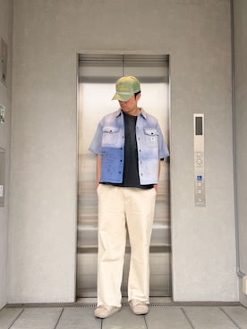 「UNION（UNION TOKYO）（ユニオン）のUNION TOKYO  SIMPSON SS TEE  ユニオントーキョー Tシャツ（Tシャツ/カットソー、ブラック系）」を使った、 UNION TOKYO さん（メンズ・183cm）の夏コーディネート