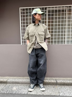 「THE NORTH FACE（ザノースフェイス）のTHE NORTH FACE S/S Airy Pocket Tee ザ ノース フェイス ショートスリーブエアリーポケットティー（Tシャツ/カットソー、ベージュ系）」を使った、 UNION TOKYO さん（メンズ・175cm）の春コーディネート