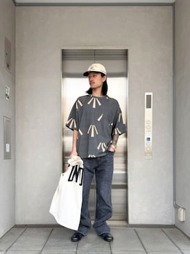 「UNION（UNION TOKYO）（ユニオン）のUNION TOKYO MARKHAM SHIRT ユニオントーキョー シャツ（シャツ/ブラウス、ホワイト系）」を使った、 UNION TOKYO さん（メンズ・183cm）の夏コーディネート