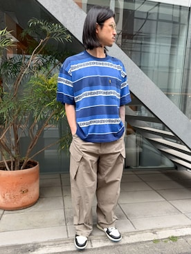 「UNION（UNION TOKYO）（ユニオン）のUNION TOKYO  KENMORE TEE  ユニオントーキョー Tシャツ（Tシャツ/カットソー、ブルー系）」を使った、 UNION TOKYO さん（メンズ・175cm）の春コーディネート