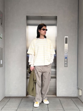 「UNION（UNION TOKYO）（ユニオン）のUNION TOKYO SUNSET SHIRT ユニオントーキョー シャツ（シャツ/ブラウス、グリーン系）」を使った、 UNION TOKYO さん（メンズ・183cm）の夏コーディネート