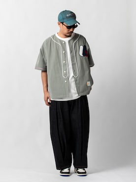 「UNION（UNION TOKYO）（ユニオン）のUNION TOKYO MARKHAM SHIRT ユニオントーキョー シャツ（シャツ/ブラウス、グレー系）」を使った、 UNION TOKYO さん（メンズ・183cm）の夏コーディネート