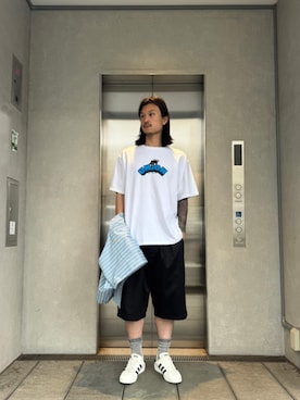 「UNION（UNION TOKYO）（ユニオン）のUNION TOKYO GRAMERCY SS SHIRT ユニオントーキョー ショートスリーブシャツ（シャツ/ブラウス、ブルー系）」を使った、 UNION TOKYO さん（メンズ・183cm）の夏コーディネート