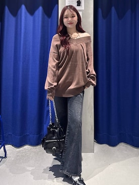 「PAGEBOY（ページボーイ）の【選べる着丈/前後2WAY/マシンウォッシャブル】マルチWAYネックプルオーバー/ニット（ニット/セーター）」を使った、Suzuka さん（レディース・158cm）の秋コーディネート