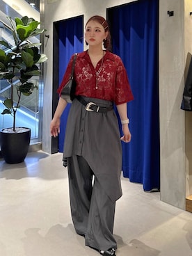 「PAGEBOY（ページボーイ）のアイテム（スラックス）」を使った、Suzuka さん（レディース・158cm）の春コーディネート