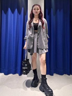 「PAGEBOY（ページボーイ）の【セットアップ対応】チェックMIXジャケット 《2サイズ展開》（テーラードジャケット）」を使った、Suzuka さん（レディース・158cm）の秋コーディネート