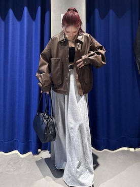 「PAGEBOY（ページボーイ）のサイドタックルーズウラケパンツ/イージーパンツ【4color・2size】（スウェットパンツ）」を使った、Suzuka さん（レディース・158cm）の秋コーディネート