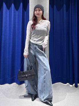 「PAGEBOY（ページボーイ）のハートマンテルネックレス3（ネックレス、シルバー系）」を使った、Suzuka さん（レディース・158cm）の春コーディネート