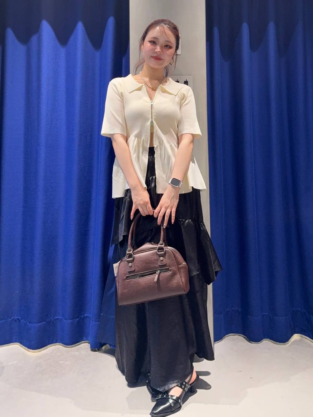 「韓国系、モード、ベーシック/シンプル、体型カバー、PAGEBOY、着痩せ・細見え、骨格ストレート_PAGEBOY、韓国ファッション」｜「PAGEBOYのカップツキFITキャミ（キャミソール、ホワイト系）」を使った、Suzuka さん（レディース・158cm）の夏コーディネートの1枚目の写真