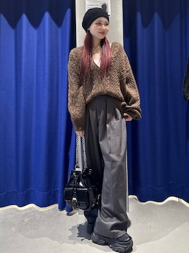 「アイテム（ハンチング/ベレー帽）」を使った、Suzuka さん（レディース・158cm・20代）の秋コーディネート