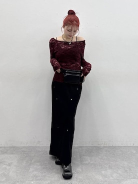 「PAGEBOY（ページボーイ）のハートマンテルネックレス3（ネックレス）」を使った、Suzuka さん（レディース・158cm）の秋コーディネート