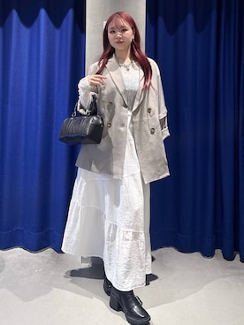 「PAGEBOY（ページボーイ）のハートマンテルネックレス3（ネックレス、シルバー系）」を使った、Suzuka さん（レディース・158cm）の春コーディネート