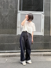 完売品【LA PEAU DE GEM 】ハイウエストデニム40サイズ LA PEAU DE GEM（ラポドゥジェム）の「【LA PEAU DE GEM】high