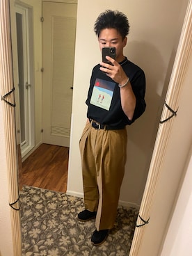 「NEAT（ニート）のアイテム（チノパンツ）」を使った、rehirokiさん（メンズ・175cm）の秋コーディネート