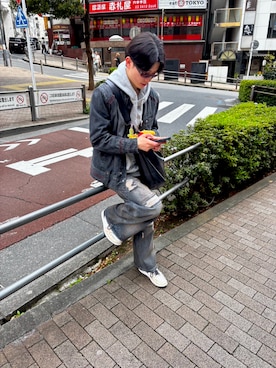 「no brand（ノーブランド）のアイテム（トップス）」を使った、たけさん（メンズ・169cm）の春コーディネート