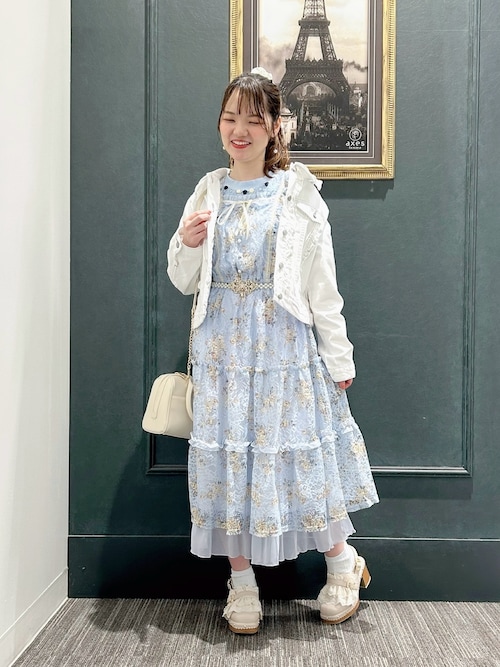 レース×ブーケティアードワンピース（ワンピース）｜axes femme