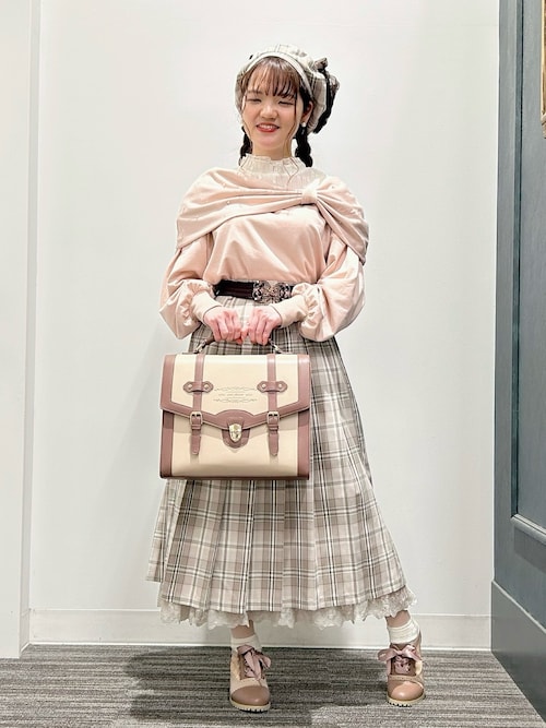 axes femme ピンク チェック スカート axes femme / チェック×チェックスカート M ピンク Y-24-10-31-169-AX